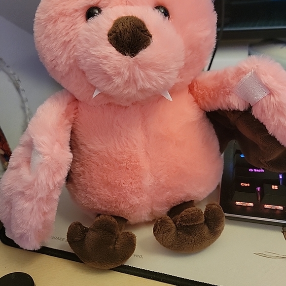 Cuddly 11 inch Plush Pink Bat Stuffed Animal Halloween Stuffed Plush Toy Plush - Picture 4 of 7